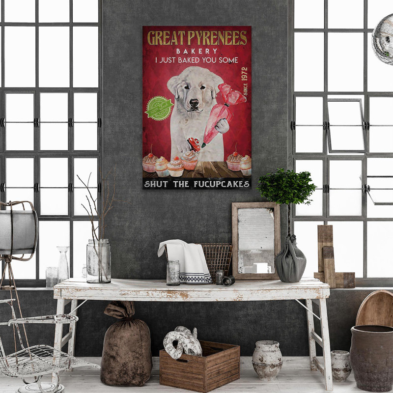 «Great pyrenes dog Baked Cupcakes», reproduction d'art graphique sur toile tendue, H 36 po x l 24 po x P 1,25 po