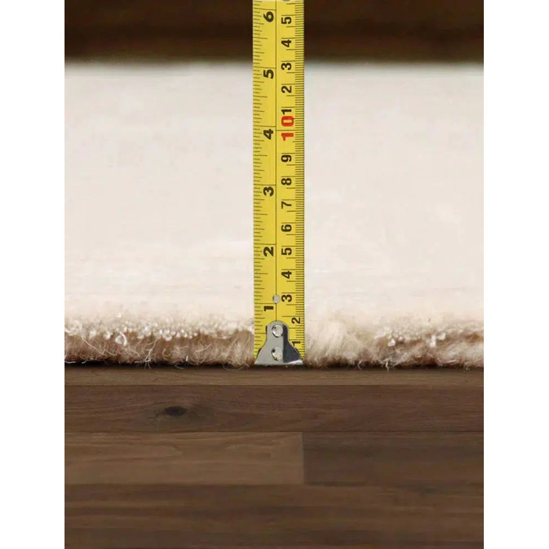 Geometric Handmade Hand Tufted Rectangle 7'9" x 9'9" Wool/Cotton Area Rug in Ivory, Rectangle 8' x 10'