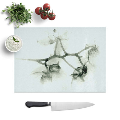 Glass Flowers in Shadow in Abstract Chopping Board