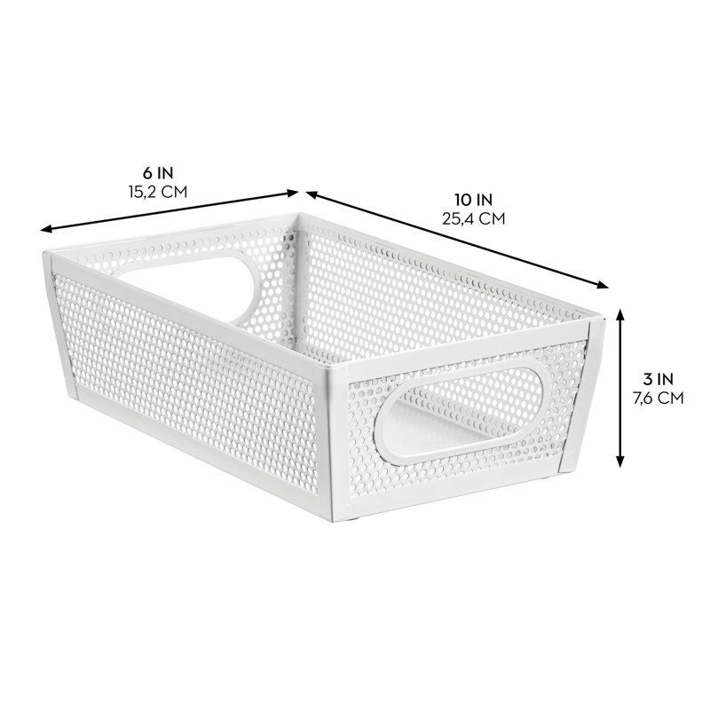 10x6x3 Perforated Bin, Matte White