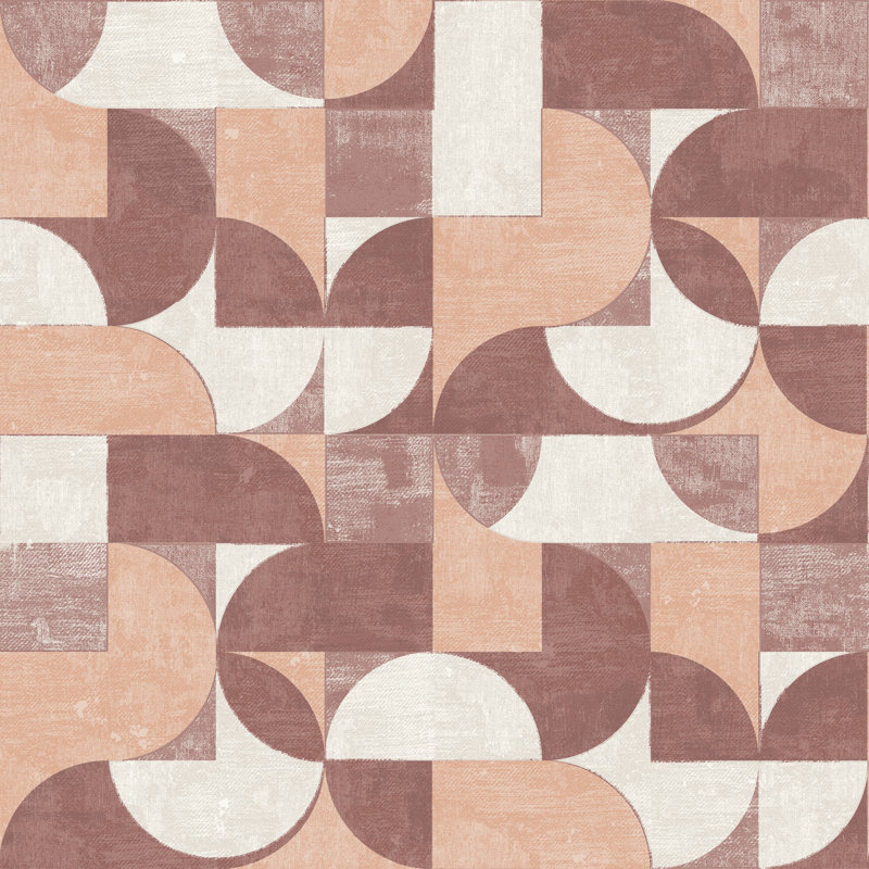 16.5' L x 20.5" W Geometric Peel and Stick Wallpaper Roll, Redwood