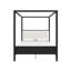 Grand lit plateforme à baldaquin en bois avec tête de lit tapissier, aucun sommier nécessaire, meubles de chambre à coucher, noir-129184027