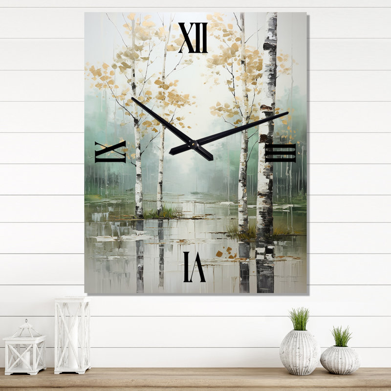Horloge murale Birch Woods Ethereal Elegance IV, Très grand