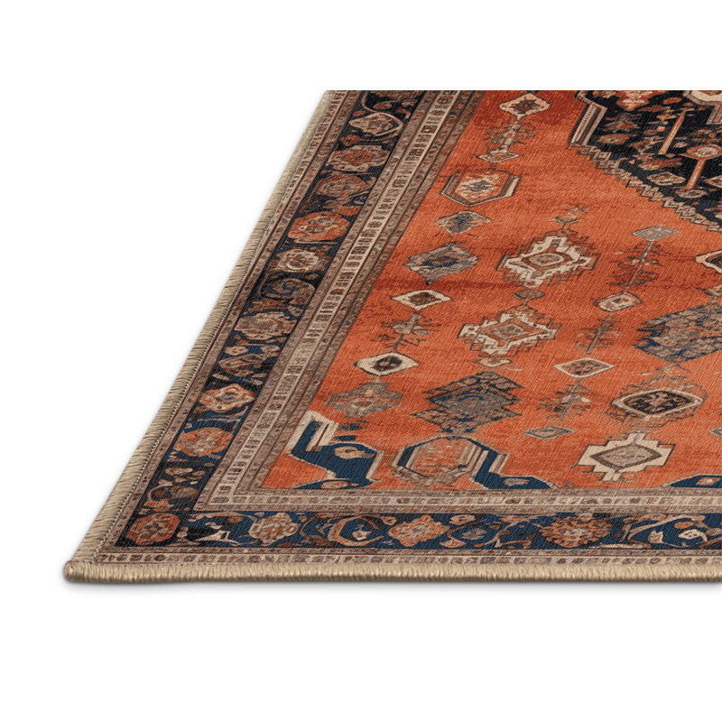 Tapis brun lavable à la machine, Rond 8 pi