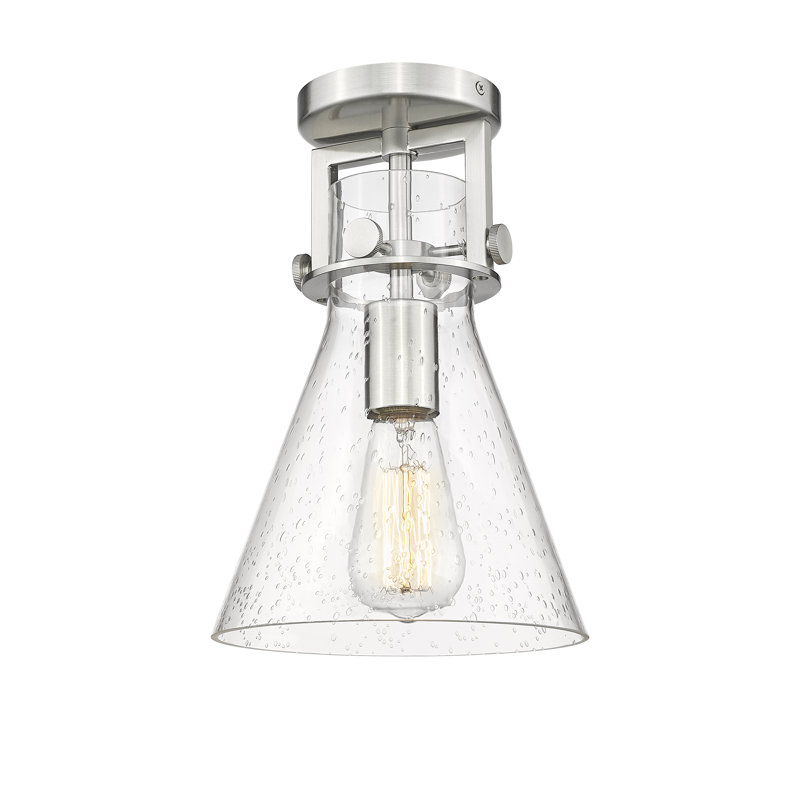 Skokie Glass Semi Flush Mount, Seedy, Satin Nickel