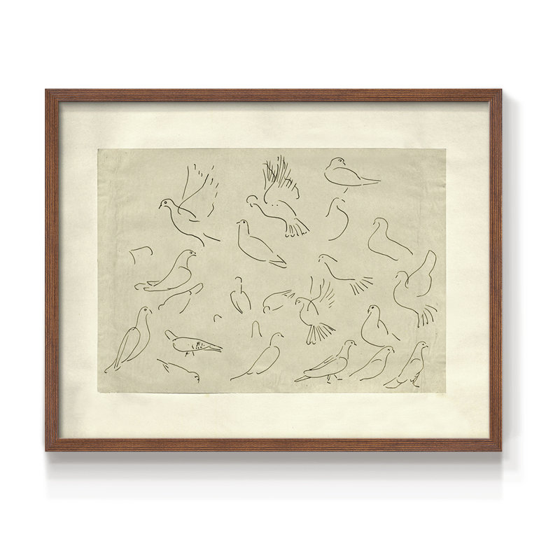 Croquis rétro - LV - reproduction encadrée, H 22 po x l 28 po, Noyer