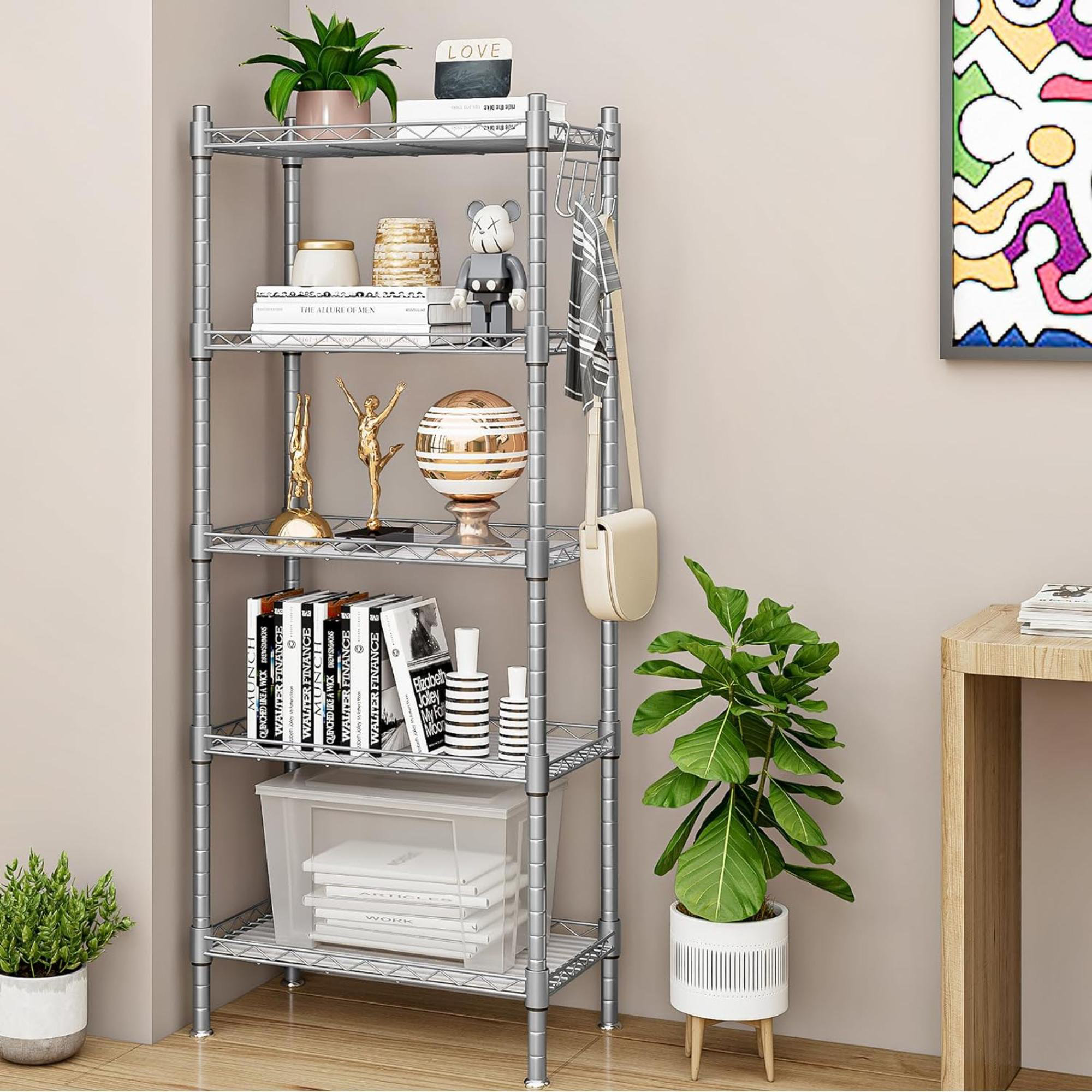 Rebrilliant Shelf 5 Wier Metal Storage Rack Shelving Unit Organizer For ...
