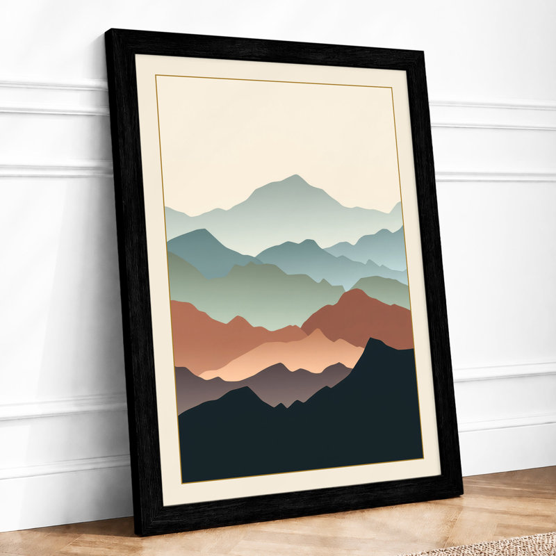 Mountains At Dusk Minimalist - Print, A2 - 59.4 x 42.0 cm, Black