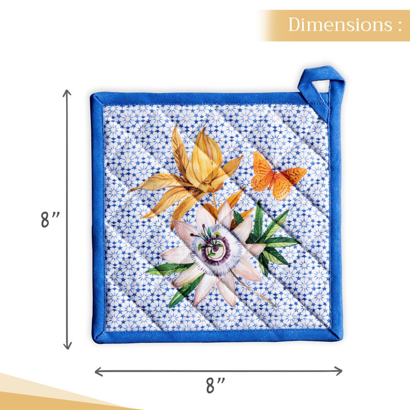 Maison d'Hermine Passiflora 100 % coton manique simple - 8 po x 8 po