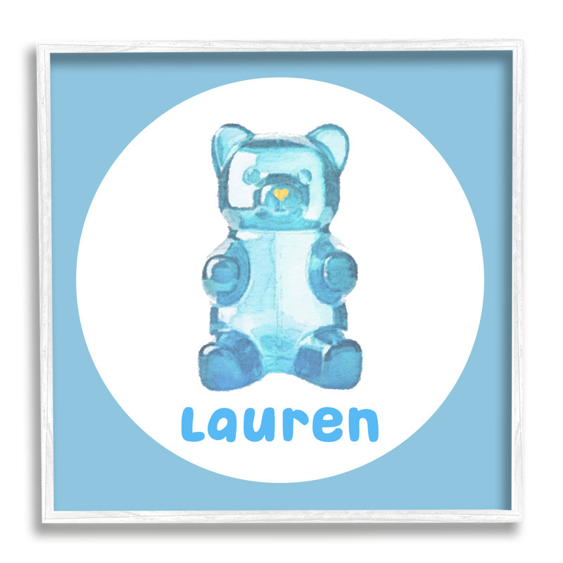 "Blue Gummy Bear" cmw-027, art mural personnalisé, Giclée encadrée blanc bord de mer, H 12 po x l 12 po, Oui