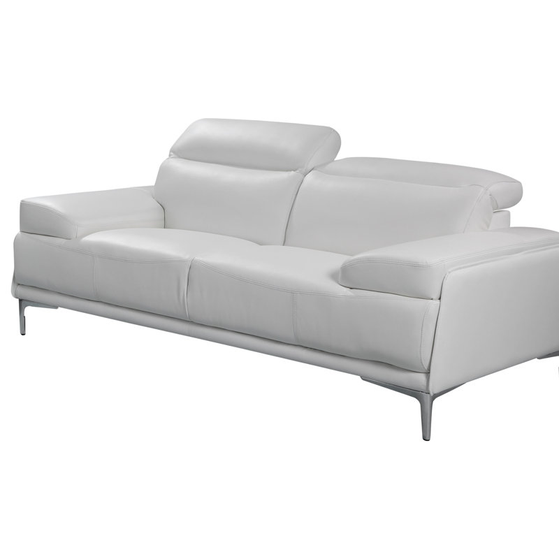 Mcglynn 72'' Faux Leather Loveseat, White Faux Leather