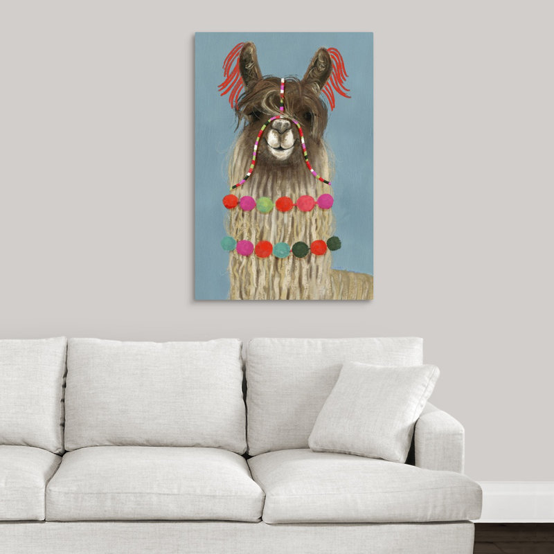 Novogratz « pom pom llama iv », reproduction d’art encadrée, H 48 po x l 32 po x P 1,25 po, Toile tendue