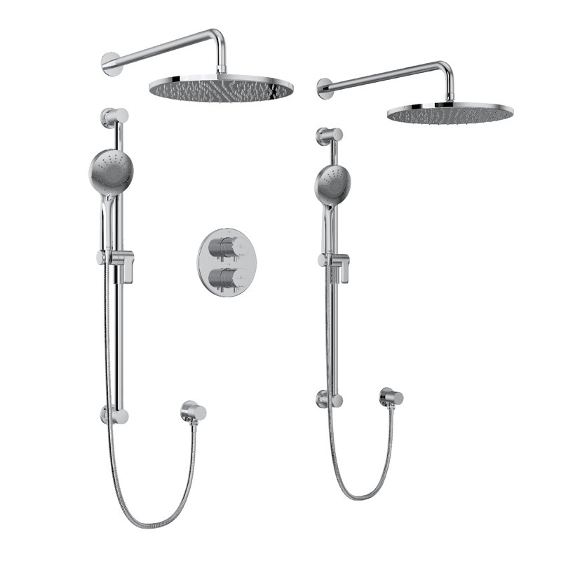 Riu 0.75" Thermostatic And Pressure Balance 6 Function System With Integrated Volume Controls Featuring Rain Showerheads And Multi-Function Handshowers