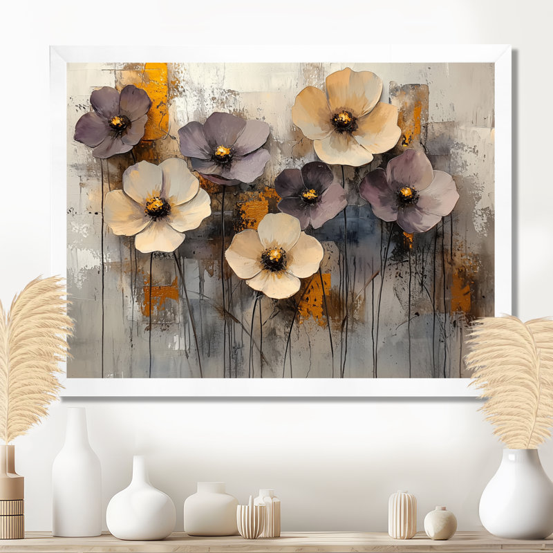 Imronbek Golden Zinnias fleurs sauvage beauté dépliée V - Zinnias Wall Art Decor, Reproduction encadrée d'une seule photo