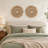 18.5" Rustic Round Wooden Wall Art Decorfor Living Room or Bedroom- Set of 2