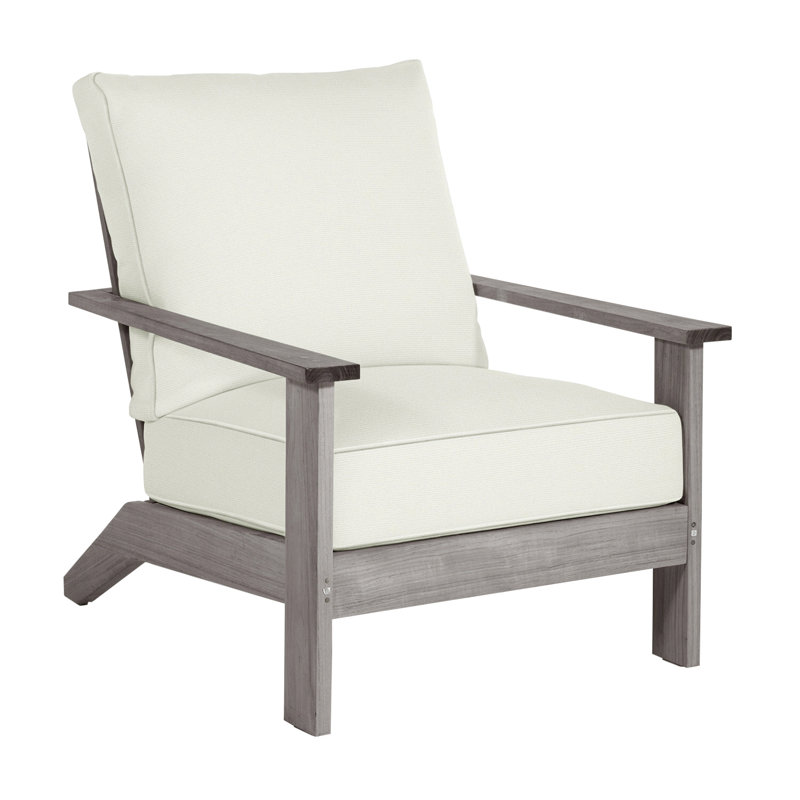 Ashland Patio Lounge Chair with Cushions, Welt, Oyster Teak, Natural White