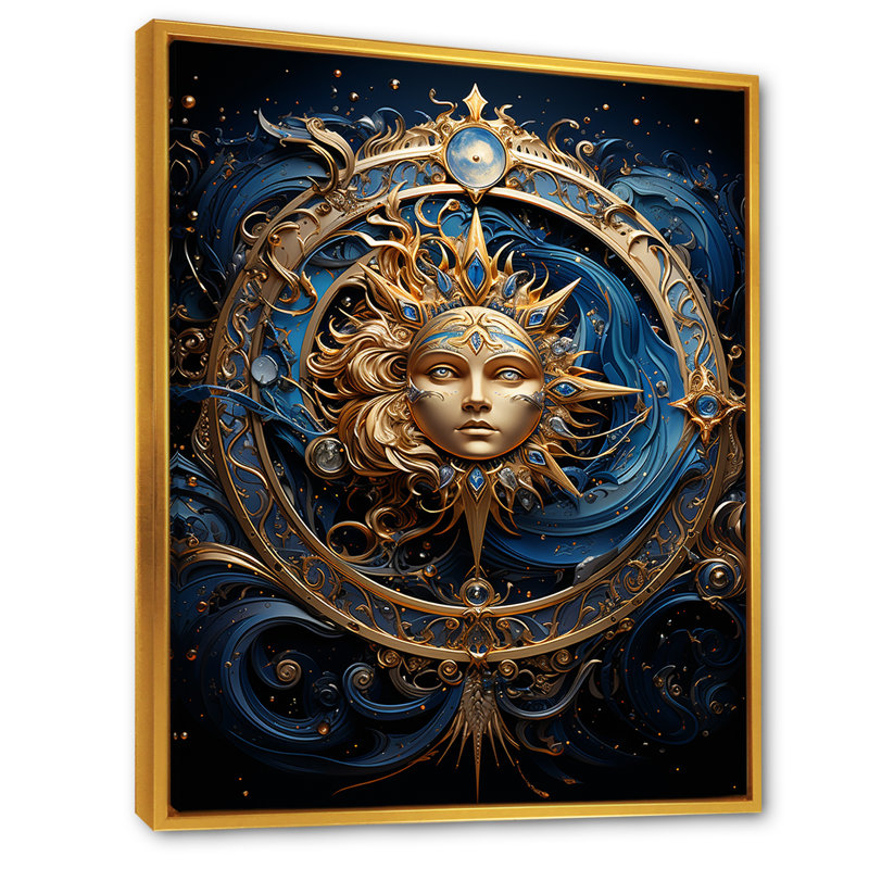 «Zodiac Calestial Harmony» sur impression sur toile, Cadre flottant doré, H 32 po x l 16 po x P 1 po