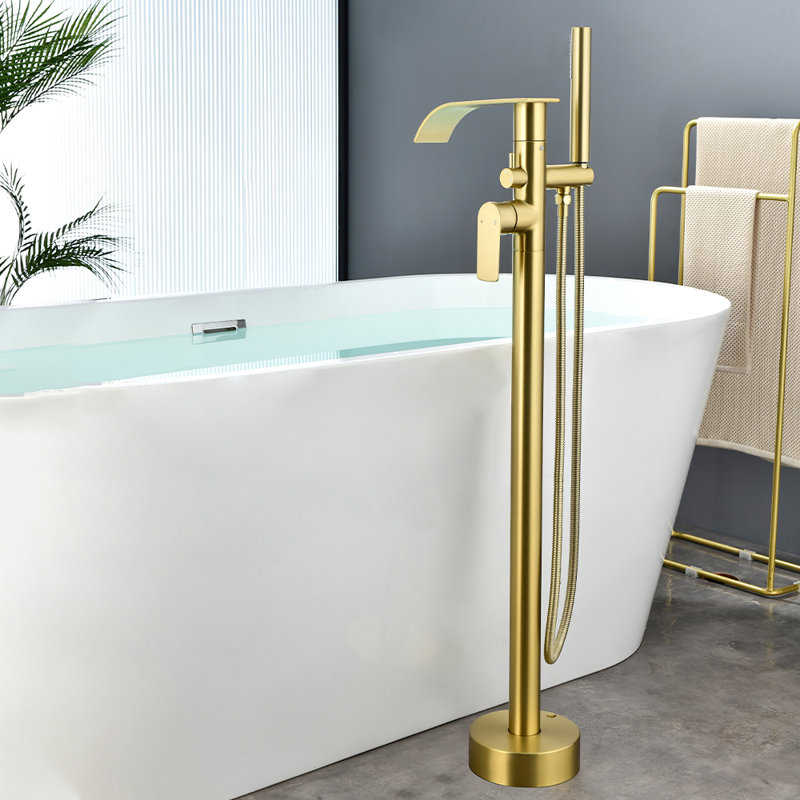 Floor Tub Spout, Brushed Gold