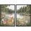 «Peaceful Forest Lake with Deer Butterflies and Wildflowers», reproduction d'art sur toile encadrée 2 pièces
