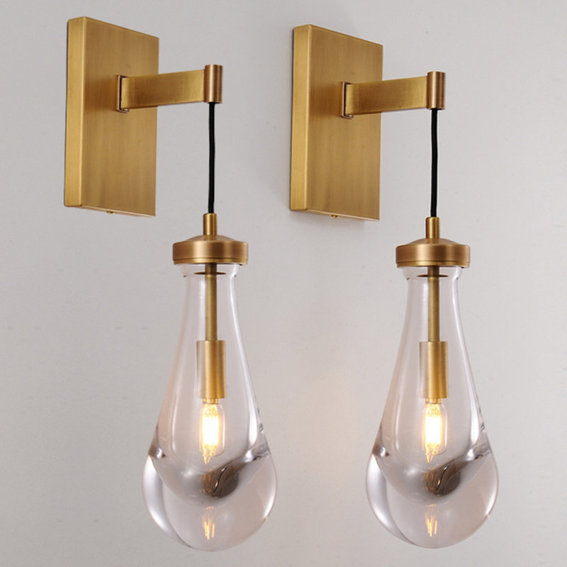 Dimmable Brass Teardrop Wall Sconce, 2