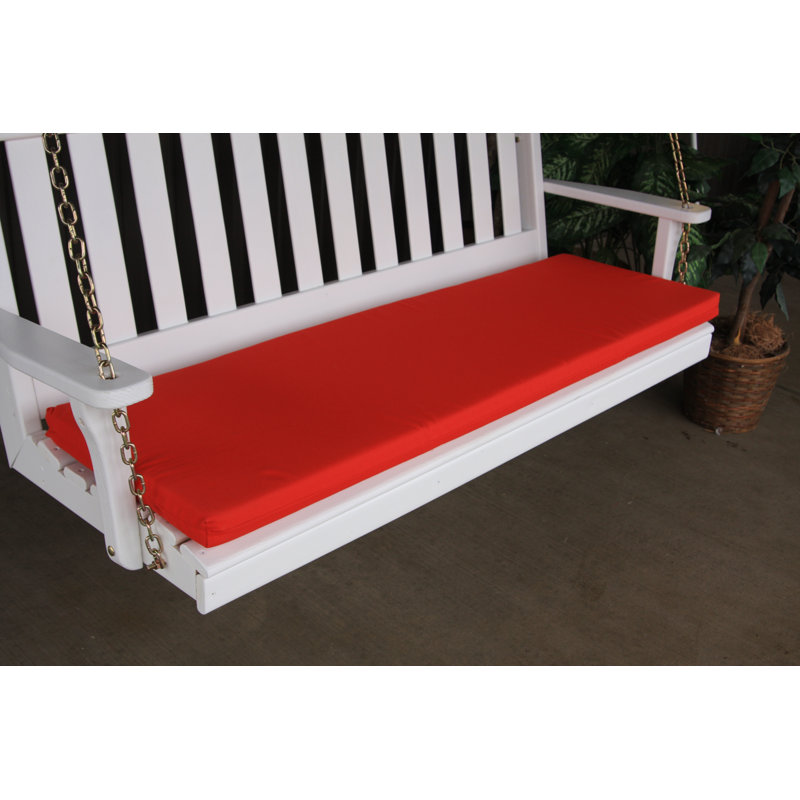 Outdoor Bench Cushion, Red, 2" H x 68" W x 17" D