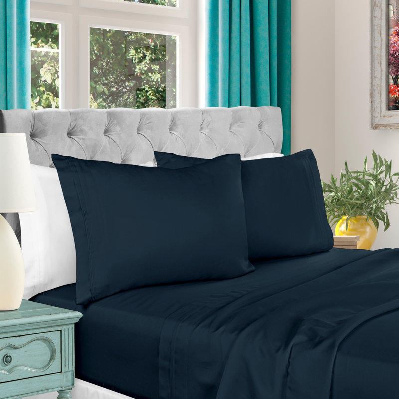 Ensemble de draps en coton 1000 fils Blue Nile Mills, Très grand, Bleu marine