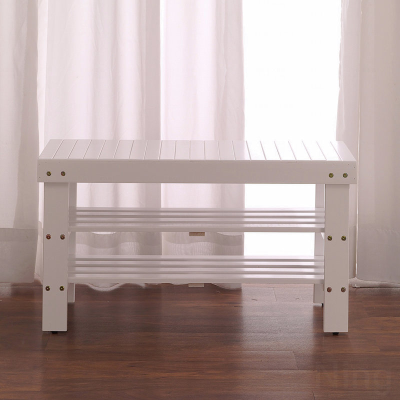 Banc à chaussures en bois massif de qualité, Blanc