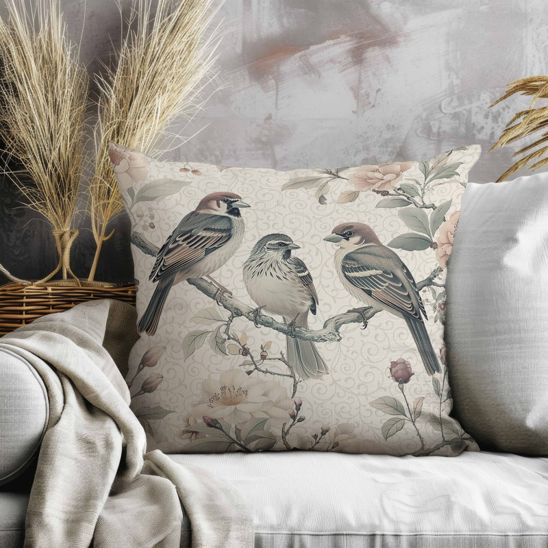 Oreiller en faux suède Branch Buddies, Beige, Carré 18 po