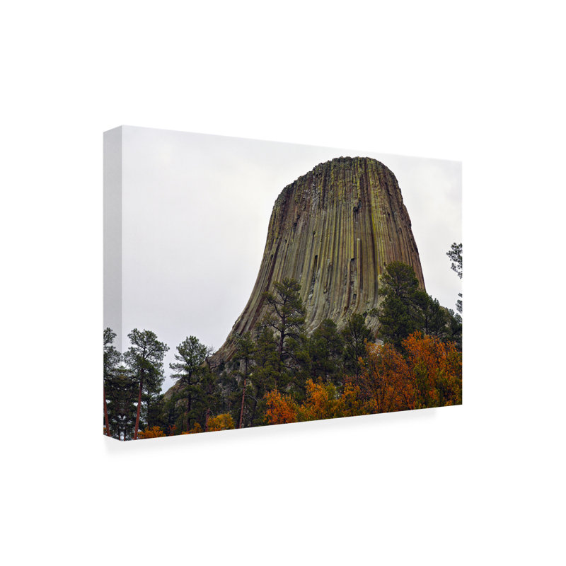 Art mural sur toile tendue - "Devils Tower Autumn" de Mitch Catanzaro pour décoration de salon, de chambre à coucher ou de bureau - 22 x 32