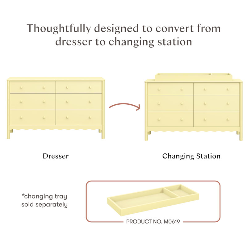 Swell 6-Drawer Assembled Dresser, Pale Yellow