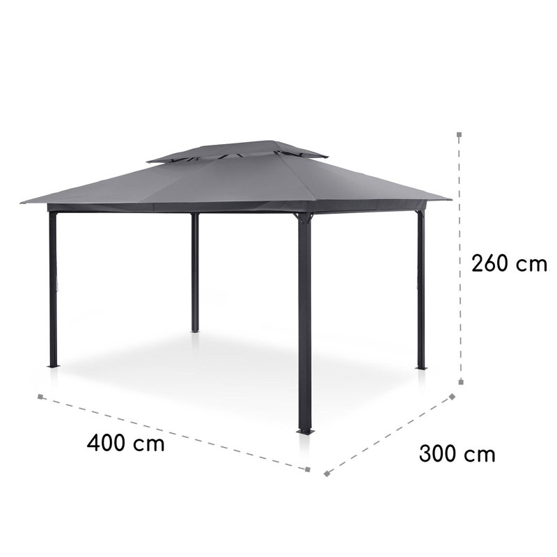 3m x 4m Steel Patio Gazebo, Dark Grey