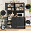 Garde-manger 70,9 po avec tablette à micro-ondes et armoire à poubelle à pousser, chien à l'épreuve des chiens-944438812
