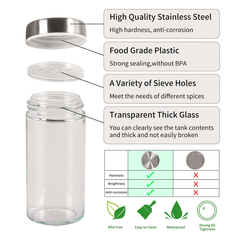Freestanding Stainless Steel Spice Jar & Rack Set