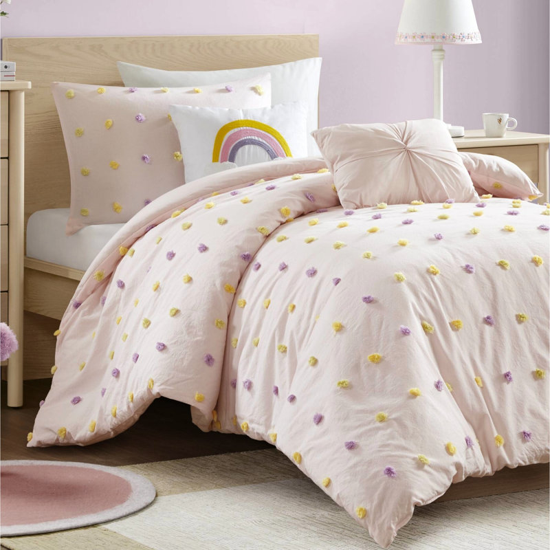 4pcs Cotton Comforter With Pink For Twin/twin Xl, Filling, - , Machine Washable Comfort