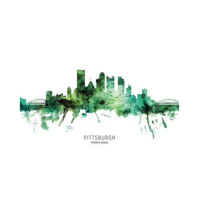 Pittsburgh Pennsylvania Skyline Green by Michael Tompsett - Wrapped Canvas Graphic Art