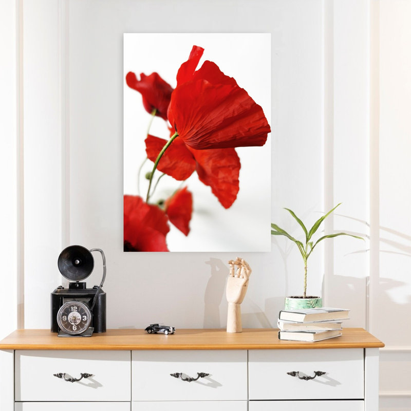Art contemporain contemporain à motif de coquelicots, H 24 po x l 16 po