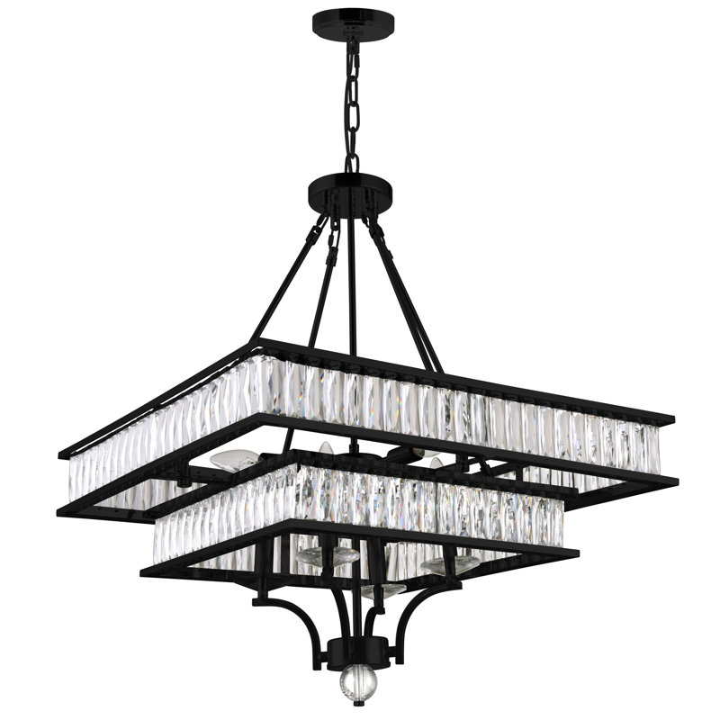 Seale 8 - Light Dimmable Tiered Chandelier, Black