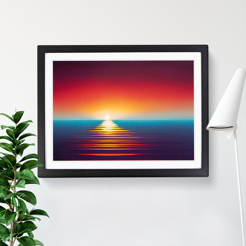 Timeless Ocean Sunset - Single Picture Frame Print, Black, 46cm H x 64cm W x 2cm D