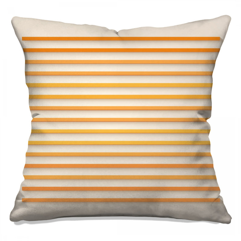 Horizontal Orange Lines Double Sided Throw Pillows, 14 x 14 inches