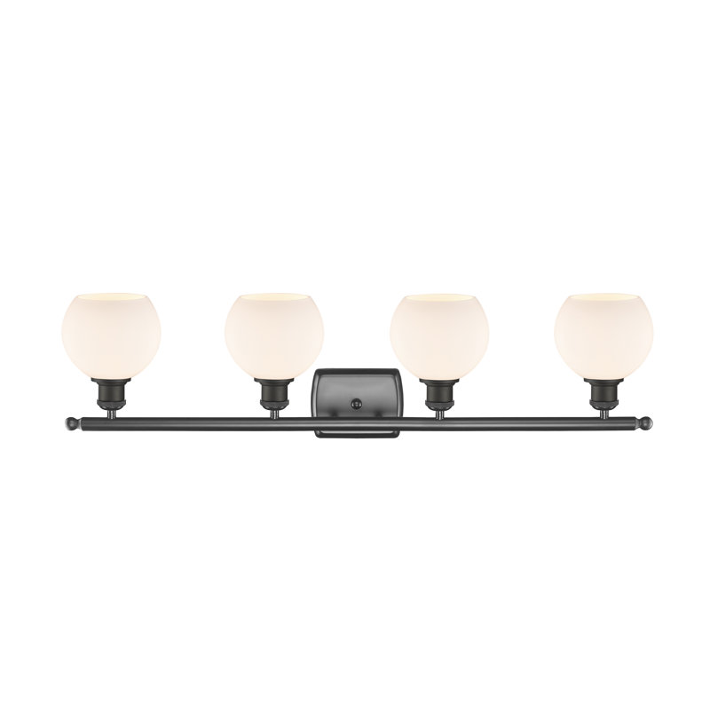Éclairage pour salle de bain 4 lumières Cindi, Blanc mat, Incandescente, Bronze huilé