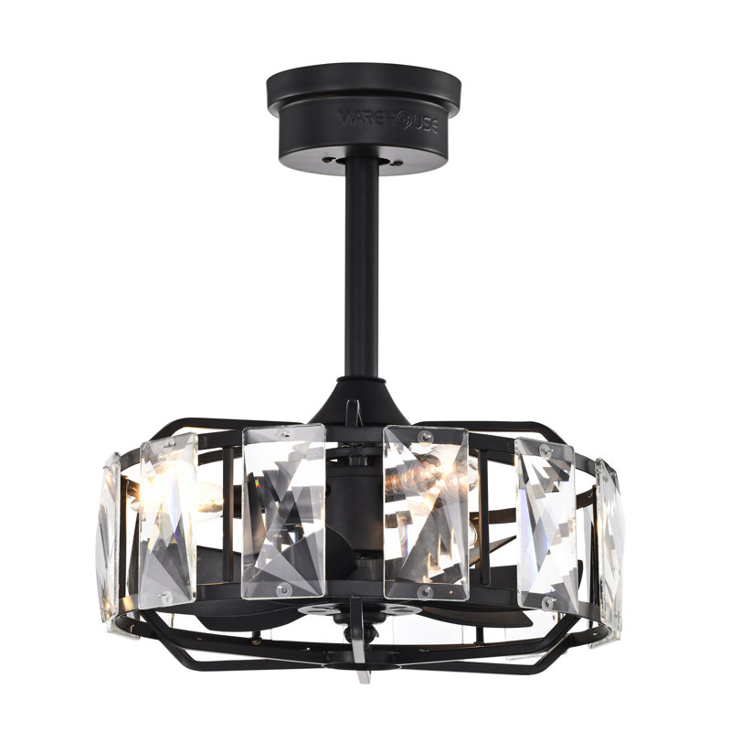 Ventilateur de plafond en cage à 7 pales de 12,99 po avec télécommande et ensemble d'éclairage Inkeles