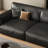 Black Genuine Leather Modular Sofa cushion couch-444201825-444201826-444201838