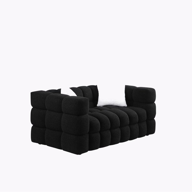 Canapé à accoudoirs carrés Monica, Noir, H 27,56 po x l 62,2 po x P 35,83 po