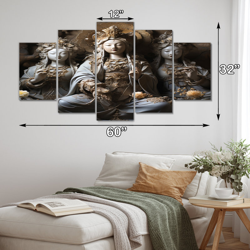 «Imperial Mystical Guardians» - Art mural sur toile spirituel - 5 panneaux