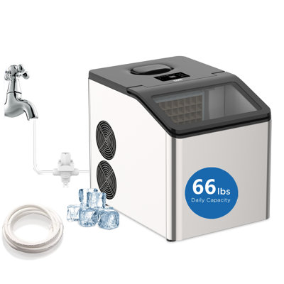 SOOPYK Countertop Stainless Steel Ice Maker Machine with Water Line 67lbs Daily Capacity