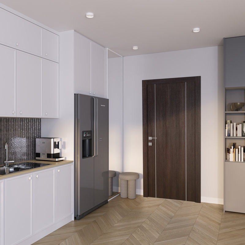 Dalle de porte intérieure standard en bois manufacturé Optima 2U, 17,75 po x 79,37 po, Chêne Veralinga