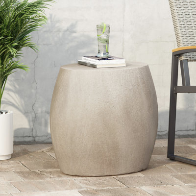 Table d'appoint en béton légère d'extérieur - aspect ovale contemporain, gris, l 25,47 po x P 17,73 po, H 19,75 po