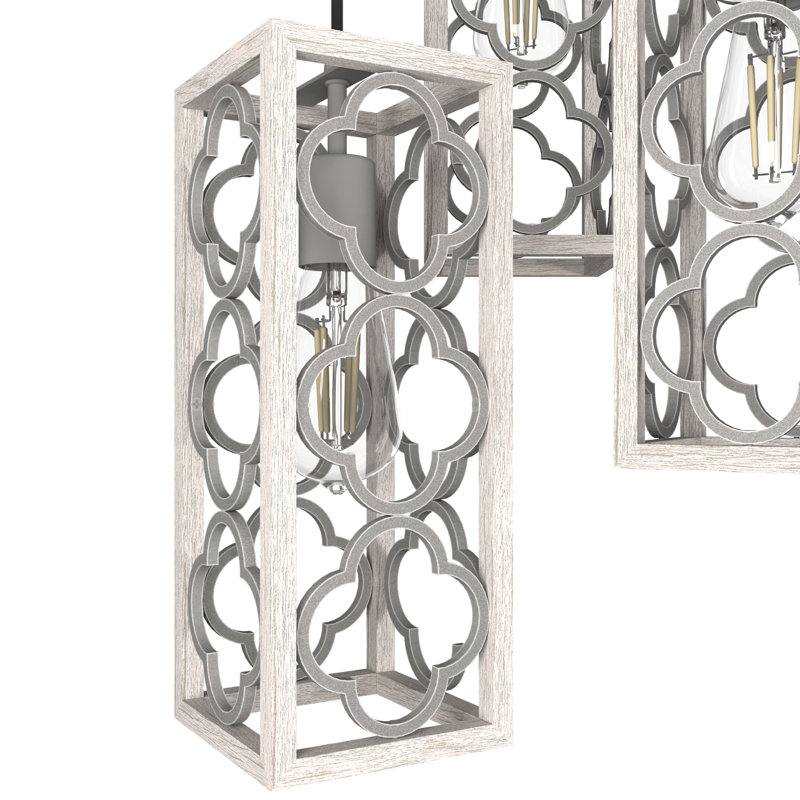 Gablecrest 3 Light Rectangle Cluster Pendant, Distressed White