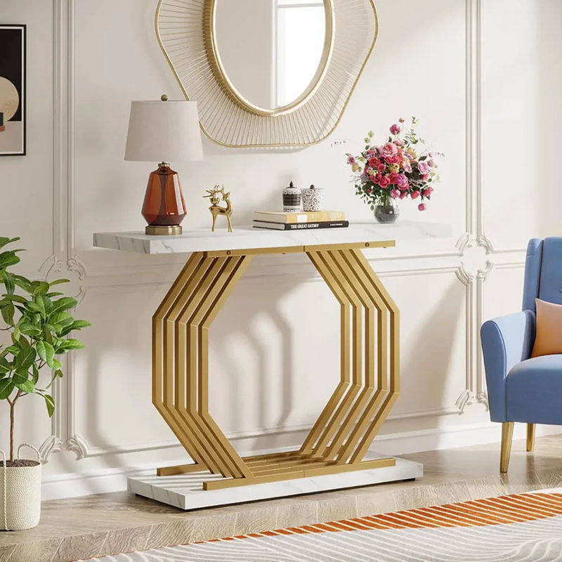 Modern Marble Top Console Table For Entryway