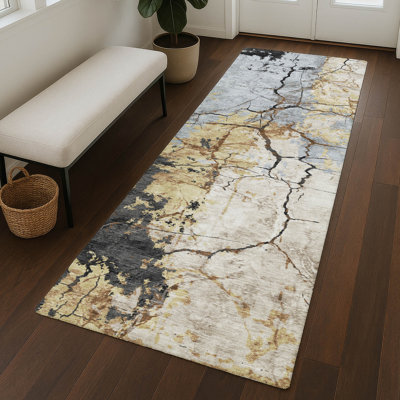 Tapis abstrait lavable à la machine intérieur / extérieur ACN2431 Chantille